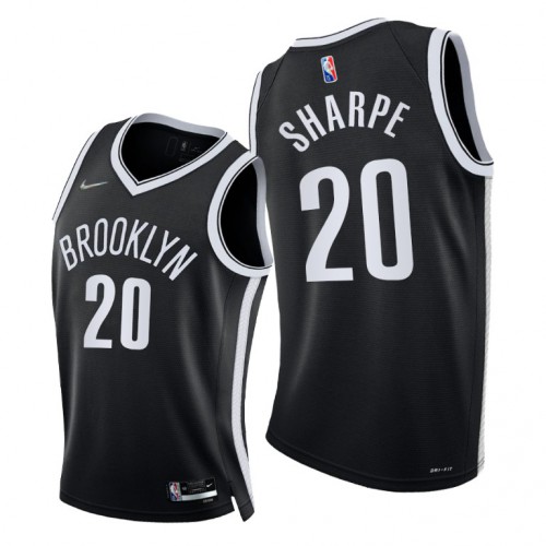 Brooklyn Nets #20 Dayron Sharpe Mens 2021-22 75th Diamond Anniversary Jersey Black Mens