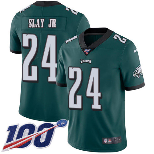 Philadelphia Eagles #24 Darius Slay Jr Green Team Color Youth Stitched 100th Season Vapor Untouchable Limited Jersey Youth