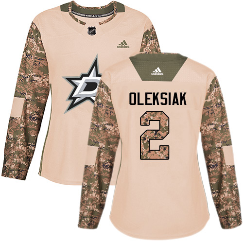 Adidas Dallas Stars #2 Jamie Oleksiak Camo Authentic 2017 Veterans Day Women's Stitched Jersey Womens