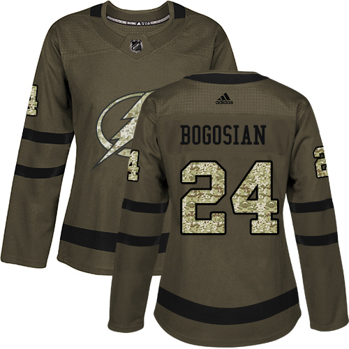 Adidas Tampa Bay Lightning #24 Zach Bogosian Green Salute to Service Women's Stitched Jersey Womens