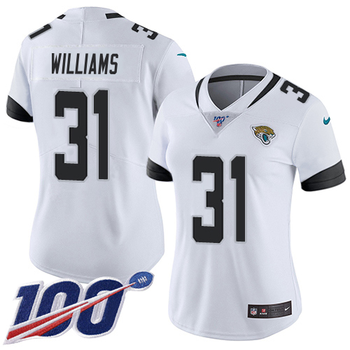 Jaguars #31 Darious Williams White Women's Stitched 100th Season Vapor Untouchable Limited Jersey