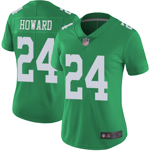 Philadelphia Eagles #24 Jordan Howard Green Women's Stitched Limited Rush Jersey Womens