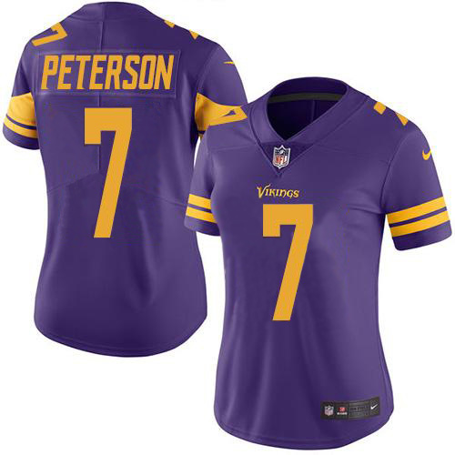 Minnesota Vikings #7 Patrick Peterson Purple Women's Stitched Limited Rush Jersey Womens