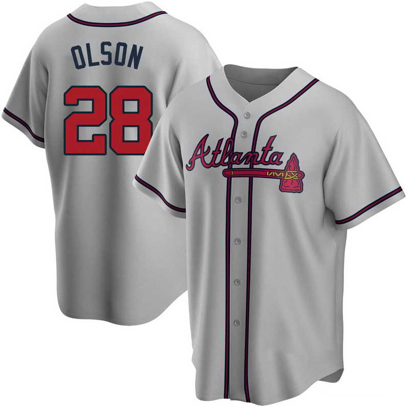 Men's Youth Women's Atlanta Braves #28 Matt Olson Gray Road 2020 Jersey