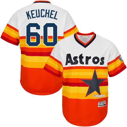 Houston Astros #60 Dallas Keuchel White/Orange Cooperstown Stitched Youth Jersey Youth
