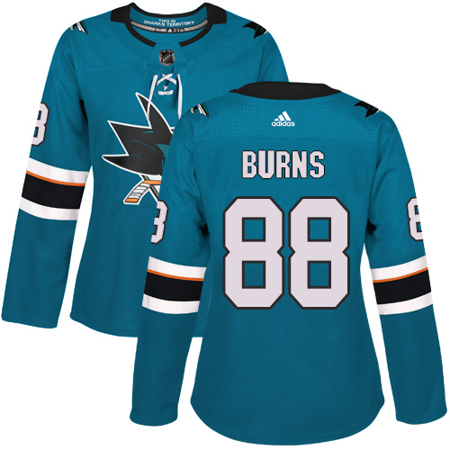 Adidas San Jose Sharks #88 Brent Burns Teal Home Authentic Women's Stitched Jersey Womens