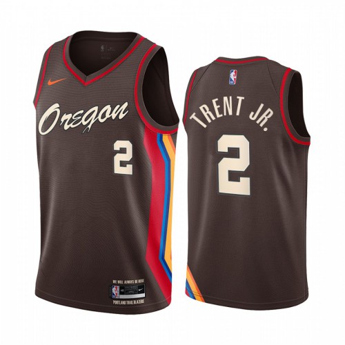 Portland Trail Blazers #2 Gary Trent Jr. Chocolate Youth Swingman 2020-21 City Edition Jersey Youth