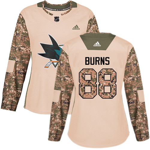 Adidas San Jose Sharks #88 Brent Burns Camo Authentic 2017 Veterans Day Women's Stitched Jersey Womens