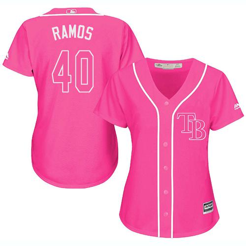 Tampa Bay Rays #40 Wilson Ramos Pink Fashion Women's Stitched Jersey Womens