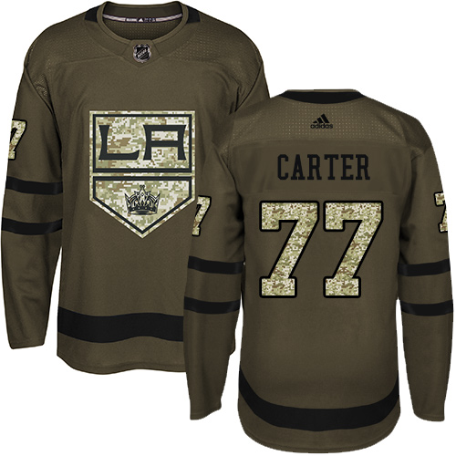Adidas Los Angeles Kings #77 Jeff Carter Green Salute to Service Stitched Youth Jersey Youth