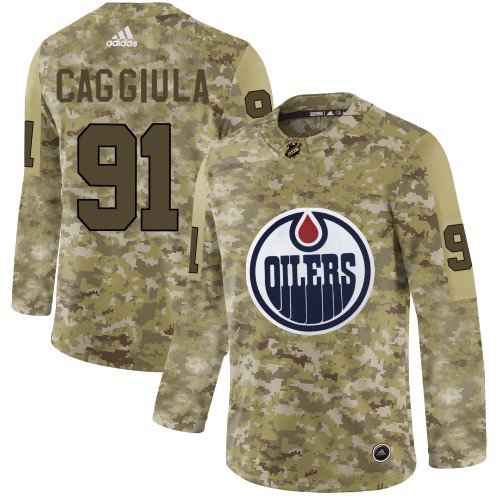 Adidas Edmonton Oilers #91 Drake Caggiula Camo Authentic Stitched Jersey Men's