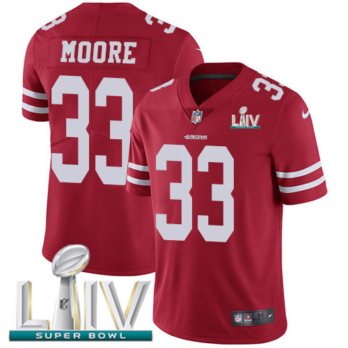San Francisco 49ers #33 Tarvarius Moore Red Super Bowl LIV 2020 Team Color Youth Stitched Vapor Untouchable Limited Jersey Youth