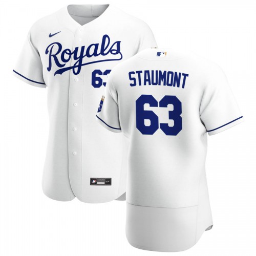 Kansas City Kansas City Royals #63 Josh Staumont Men's White Home 2020 Authentic Player Jersey Men's