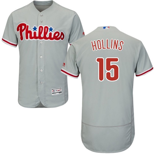 Philadelphia Phillies #15 Dave Hollins Grey Flexbase Authentic Collection Stitched Jersey Men's