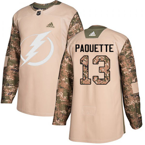 Adidas Tampa Bay Lightning #13 Cedric Paquette Camo Authentic 2017 Veterans Day Stitched Jersey Men's