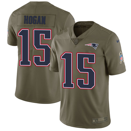 New England Patriots #15 Chris Hogan Olive Men's Stitched Limited 2017 Salute To Service Jersey Men's