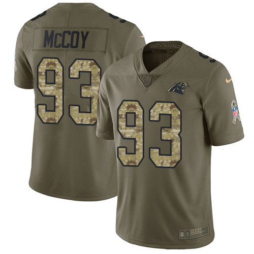 Carolina Panthers #93 Gerald McCoy Olive/Camo Men's Stitched Limited 2017 Salute To Service Jersey Men's