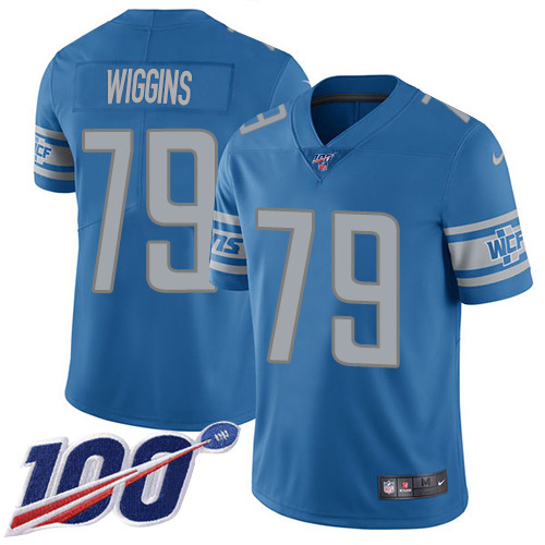Detroit Lions #79 Kenny Wiggins Blue Team Color Men's Stitched 100th Season Vapor Untouchable Limited Jersey Men's
