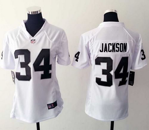 Raiders #34 Bo Jackson White Women's Stitched Elite Jersey