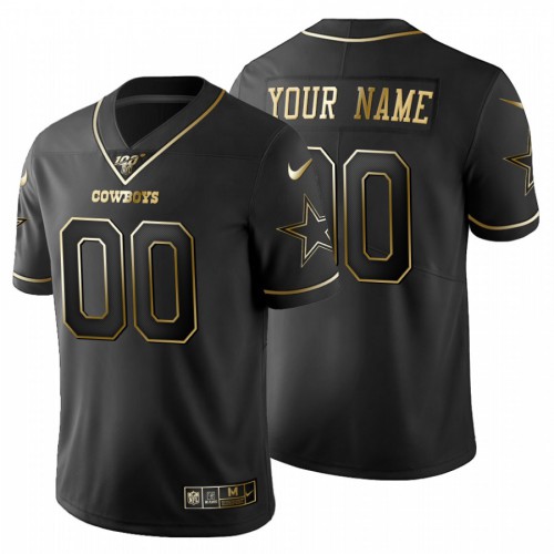 Dallas Cowboys Custom Men's Black Golden Limited 100 Jersey