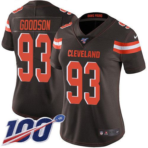 Cleveland Browns #93 B.J. Goodson Brown Team Color Women's Stitched 100th Season Vapor Untouchable Limited Jersey Womens