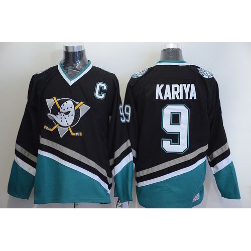 Anaheim Ducks #9 Paul Kariya Black CCM Throwback Stitched Jersey Men's