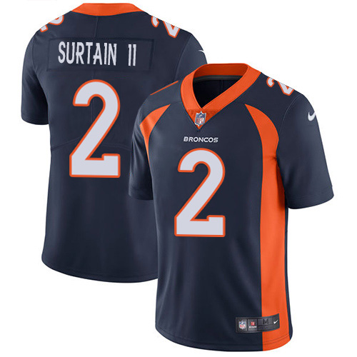 Broncos #2 Patrick Surtain II Navy Blue Alternate Men's Stitched Vapor Untouchable Limited Jersey