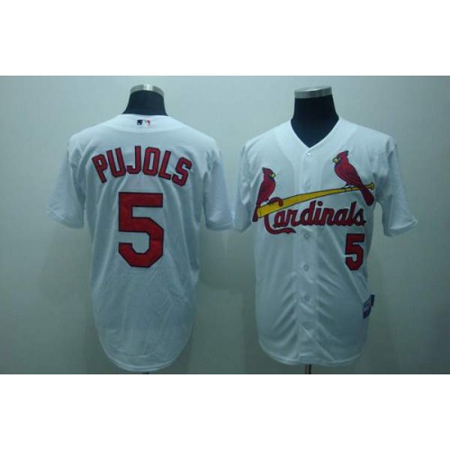 St.Louis Cardinals #5 Albert Pujols Stitched White Jersey Men's