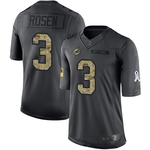 Miami Dolphins #3 Josh Rosen Black Youth Stitched Limited 2016 Salute to Service Jersey Youth