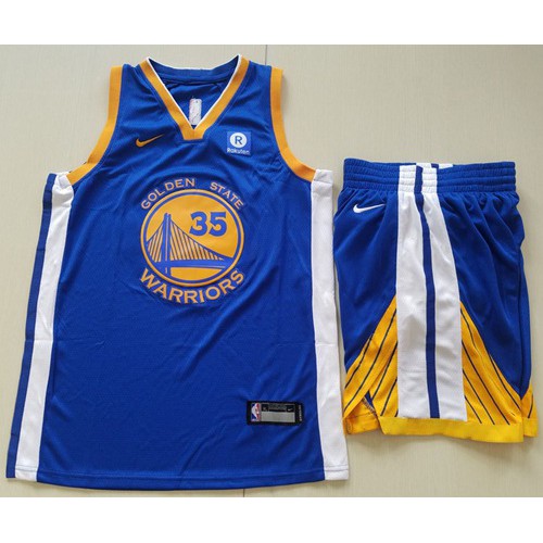 Golden State Warriors #35 Kevin Durant Blue A Set Swingman Icon Edition Jersey Mens