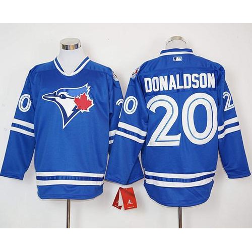 Toronto Blue Jays #20 Josh Donaldson Blue Long Sleeve Stitched Jersey Men's
