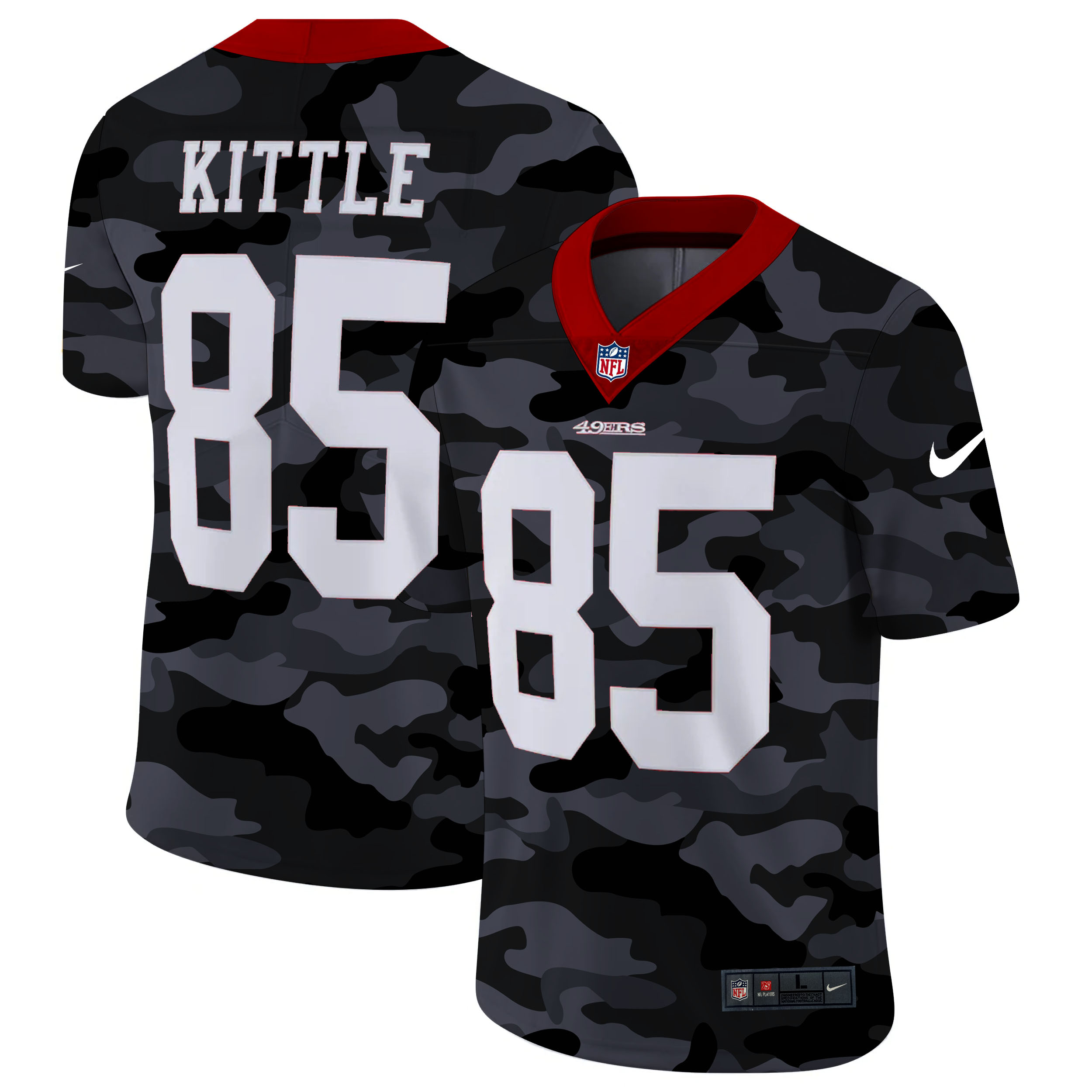 San Francisco 49ers #85 George Kittle Men's 2020 Black CAMO Vapor Untouchable Limited Stitched Jersey