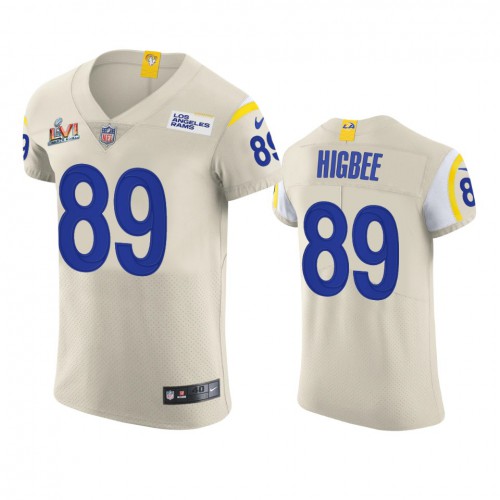 Los Angeles Los Angeles Rams #89 Tyler Higbee Men's Super Bowl LVI Patch Vapor Elite Player Jersey - Bone Men's