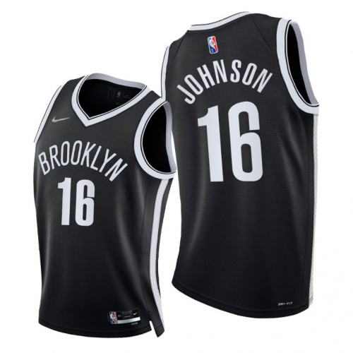 Brooklyn Nets #16 James Johnson Mens 2021-22 75th Diamond Anniversary Jersey Black Mens