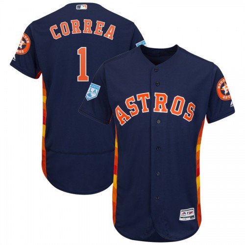 Houston Astros #1 Carlos Correa Navy 2019 Spring Training Flex Base Stitched Jersey Men's