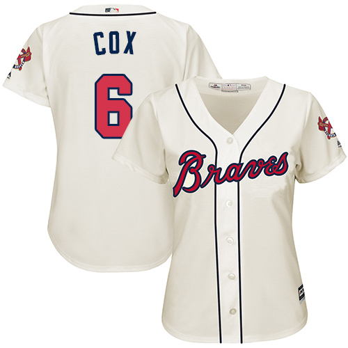 Atlanta Braves #6 Bobby Cox Cream Alternate Women's Stitched Jersey Womens