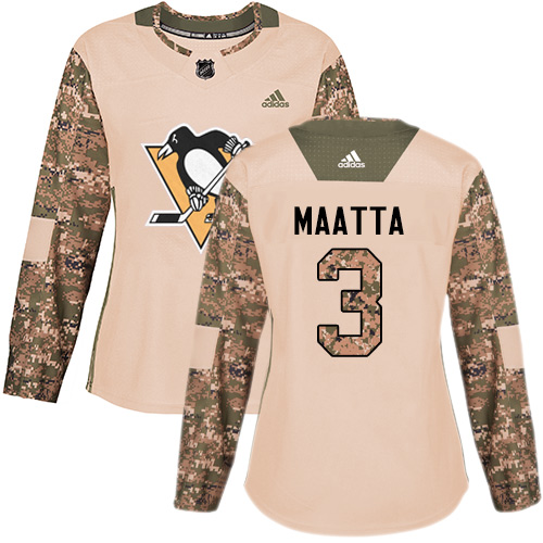 Adidas Pittsburgh Penguins #3 Olli Maatta Camo Authentic 2017 Veterans Day Women's Stitched Jersey Womens