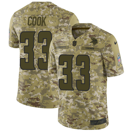 Minnesota Vikings #33 Dalvin Cook Camo Men's Stitched Limited 2018 Salute To Service Jersey Men's