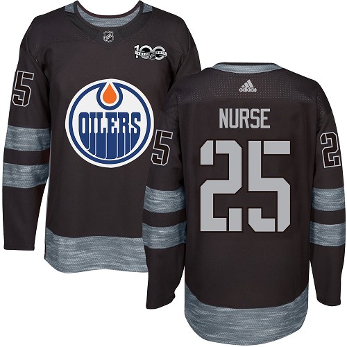 Adidas Edmonton Oilers #25 Darnell Nurse Black 1917-2017 100th Anniversary Stitched Jersey Men's