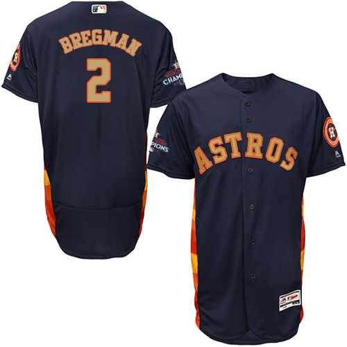 Houston Astros #2 Alex Bregman Navy Blue FlexBase Authentic 2018 Gold Program Cool Base Stitched Jersey Men's