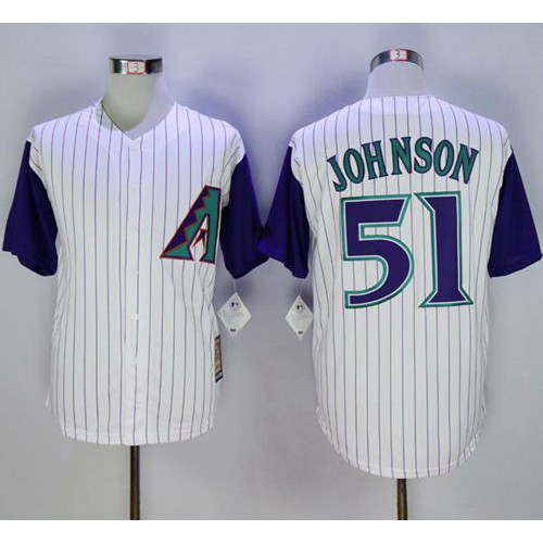 Arizona Diamondbacks #51 Randy Johnson White Hall Of Fame Cool Base Stitched Jersey Men's