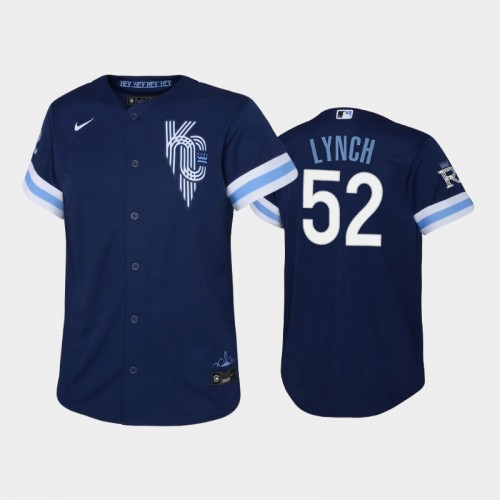 Kansas City Kansas City Royals #52 Daniel Lynch Youth Replica 2022 City Connect Navy Jersey Youth