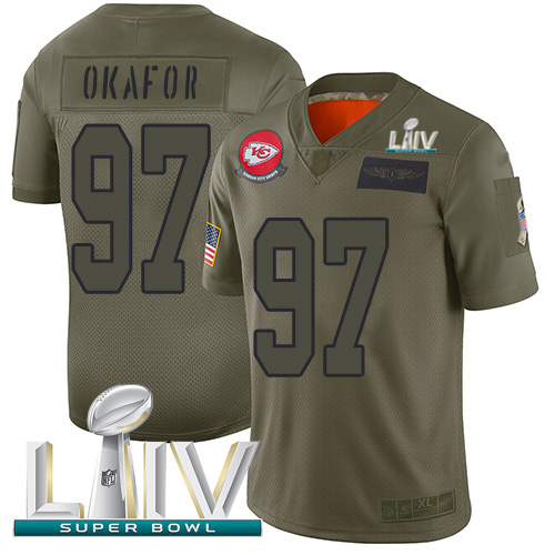 Kansas City Chiefs #97 Alex Okafor Camo Super Bowl LIV 2020 Men's Stitched Limited 2019 Salute To Service Jersey Men's