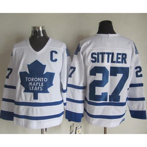 Maple Toronto Maple Leafs #27 Darryl Sittler White CCM Throwback Stitched Jersey Men's