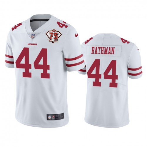 San Francisco 49ers #44 Tom Rathman White Youth 75th Anniversary Stitched Vapor Untouchable Limited Jersey Youth