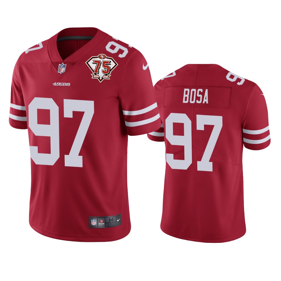 49ers #97 Nick Bosa Red Youth 75th Anniversary Stitched Vapor Untouchable Limited Jersey