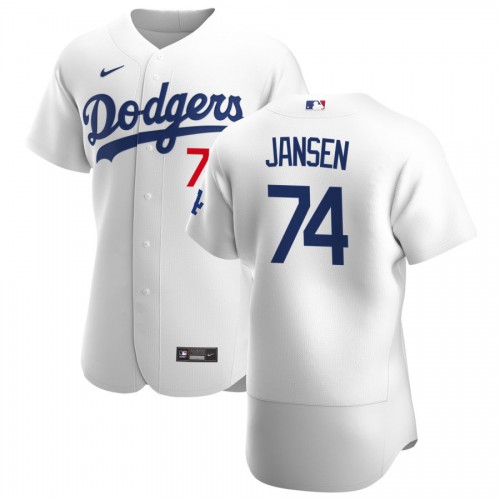 Los Angeles Los Angeles Dodgers #74 Kenley Jansen Men's White Home 2020 Authentic Player Jersey Men's
