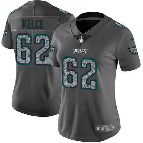 Eagles #62 Jason Kelce Gray Static Women's Stitched Vapor Untouchable Limited Jersey