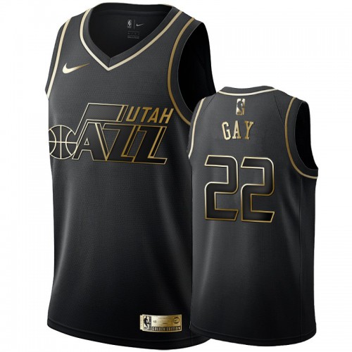Utah Jazz #22 Rudy Gay Youth Black Golden Edition Swingman Jersey Youth