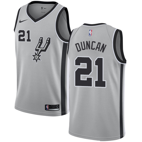 San Antonio Spurs #21 Tim Duncan Silver Swingman Statement Edition Jersey Mens